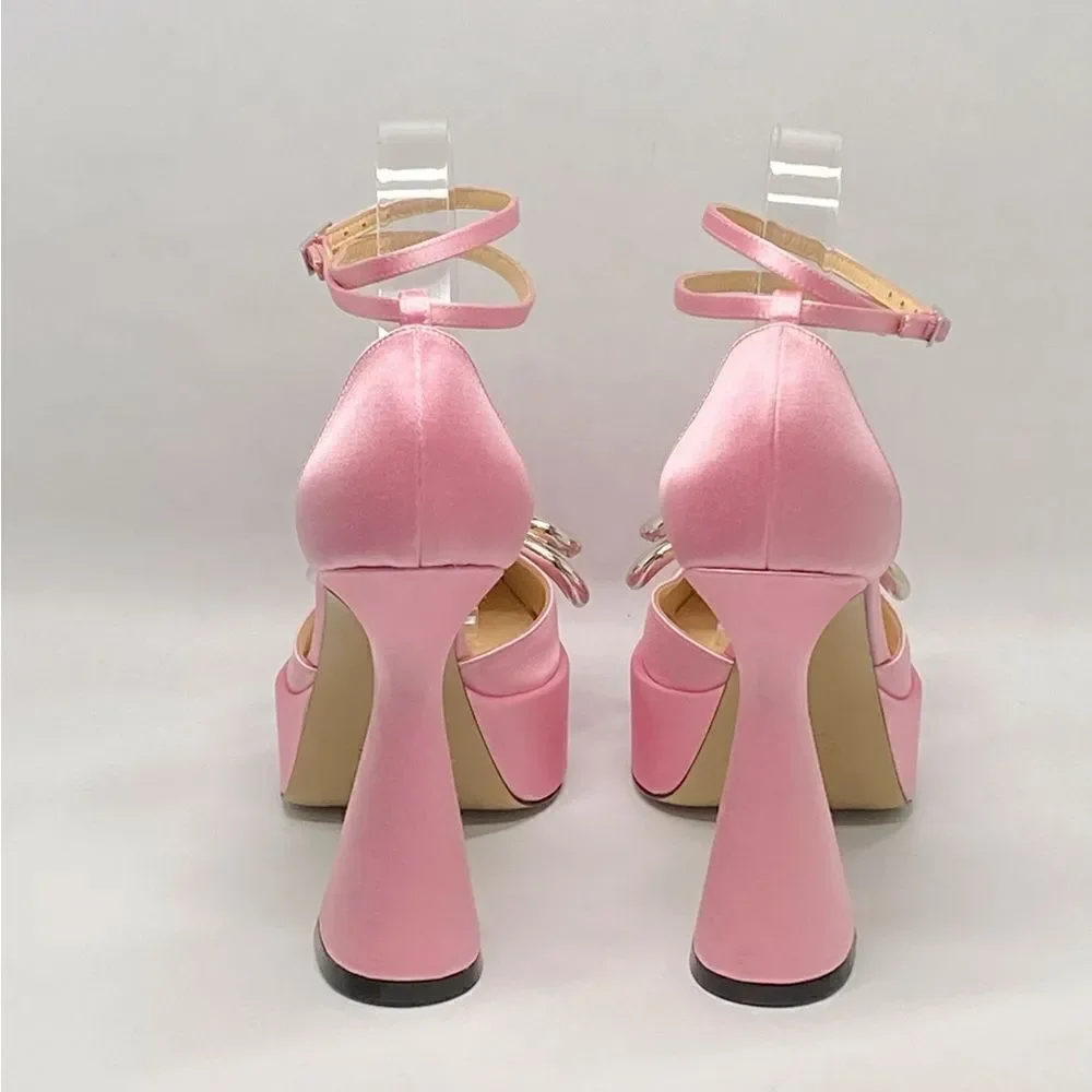 Mach & Mach Double Bow Satin Platform Pumps size 38